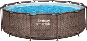 Steel Pro MAX™ Solo Pool ohne Zubehör Ø 366 x 100 cm, Rattan-Optik (Schokobraun), rund