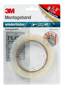 3M Scotch Montageband "wiederlösbar" 19 mm x 5 m transparent