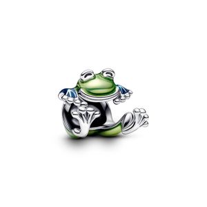 Pandora Charm Damen Kletternder Frosch Emaille Grün Silber 793342C01