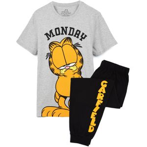 Garfield - "Monday" pyžamo s dlhými nohavicami pre mužov NS6880 (S) (sivá/čierna/žltá)