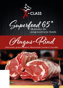 X-CLASS Superfood 65 Angus Rind für ausgewachsene Hunde, getreidefreies Hundetrockenfutter 12kg