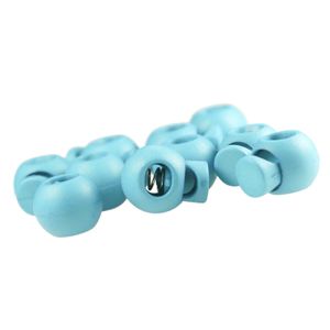 10 Einloch-Kordelstopper Kordelenden Kordelklemme rund 15x19mm, Farbwahl, Farbe:hellblau