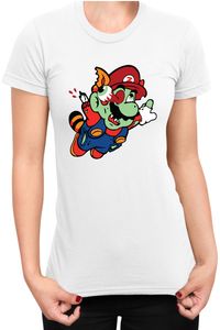 Mario Zombie Fly Damen t-shirt Super Mario Bros Luigi Bowser, M / Weiß