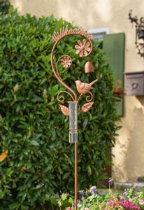 Gartenstecker "Willkommen" 124 cm hoch aus Metall in Rost Optik, mit Regenmesser, Dekostecker, Niederschlagsmessung
