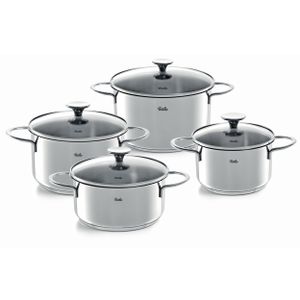 Fissler Copenhagen / Edelstahl-Topfset, 4-teilig, Kochtopf-Set, Töpfe mit Glas-Deckel, 3 Kochtöpfe, 1 Bratentopf - Induktion