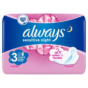 Always Sensitive Night ze skrzydełkami 8 szt.