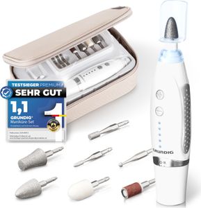GRUNDIG Maniküre Set elektrisch - Schöne Nägel dank Power LED und 17tlg Saphir Zubehör I Pediküre Fußpflege Set und Maniküre Set mit Zubehör Nachbestellmöglichkeit
