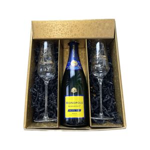 Geschenkbox Champagner Heidsieck - Gold -1 Blue Top Brut - 2 Champagnergläser Anton Studio Design