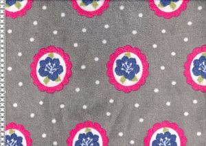 Wellness Fleece Blume in Kreis Punkte grau weiß pink blau