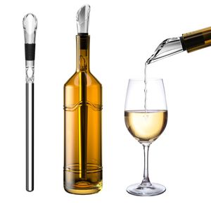 Intirilife Edelstahl Weinkühlstab Flaschenkühler Weinkühler mit Ausgießer in Silber - Für exzellenten Weingenuss ohne zu Verschütten