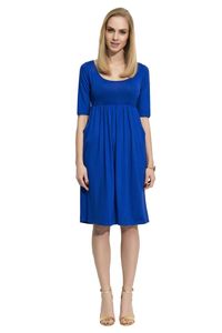 Damen Mittellanges Kleid Dress mit Raffungen; Blau L (40)