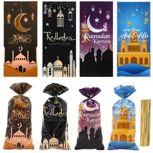 100 Stück Eid Mubarak Tüten, Ramadan Partytüten Ramadan Geschenktüte, Kinder Zellophantüte, Partyleckerli Zellophantüten, Kekstüten für Ramadan Party Favor Deko