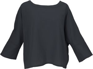 Weites Boho Blusentop mit 3/4 Ärmeln, Maxibluse - Schwarz, Damen, Baumwolle, Blusen & Tunikas