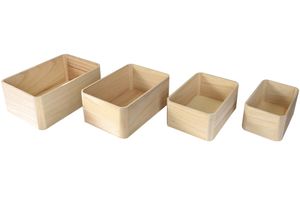 Holz Aufbewahrungsboxen 4er Set rechteckig verschiedene Größen