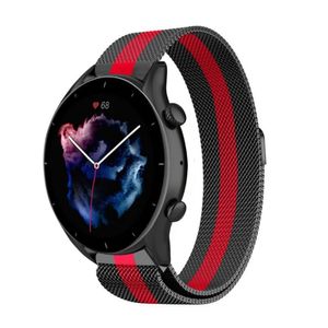 Strap-it Amazfit GTR 3 (Pro) Milanese Armband (Schwarz/Rot)