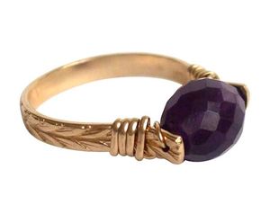 Damen Ring Spannring Vergoldet Amethyst Violett Ringgröße:59 (18.8)