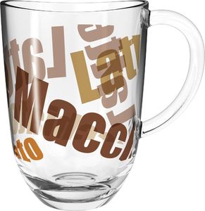 Leonardo Napoli Latte Macchiato-Tassen 6er Set, spülmaschinengeeignete Kaffee-Becher mit Motiv, Glas-Tasse mit Henkel, mikrowellenfest, 380 ml 024236