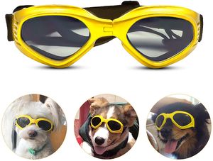 Hunde Sonnenbrille Verstellbarer Riemen für UV-Sonnenbrillen Wasserdichter Schutz für kleine und mittlere Hunde, Gelb