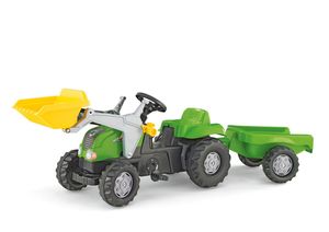 rolly toys Kid Trettraktor mit Schaufellader und Anhänger grün/silber, Maße: 161x47x55 cm; 02 313 4