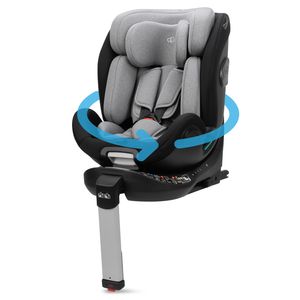 Booboo Safety Barcelona, drehbar Kindersitz Isofix 40-150 cm, Reboarder mit Standfuß, Autositz ab Geburt - Black Grey