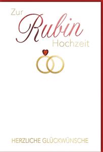 Hochzeitstag - 40. Hochzeitstag - Glückwunschkarte im Format 11,5 x 2