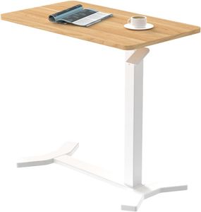 FLEXISPOT Výškově nastavitelný boční stolek ve tvaru C - univerzální stolek na notebook a noční stolek s kolečky, dřevěná deska (javor+bílá)