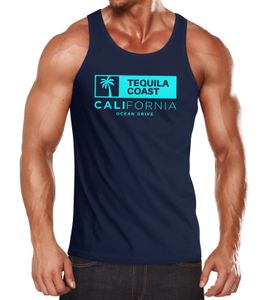 Herren Tank-Top California Print Ocean Drive Kalifornien Palme Sommer Fashion StreetstyleMuskelshirt Muscle Shirt Neverless® navy 3XL