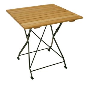 DEGAMO Bistrotisch Gartentisch Klapptisch BAD TÖLZ 70x70cm quadratisch , Flachstahl grün + Holz Robinie, klappbar