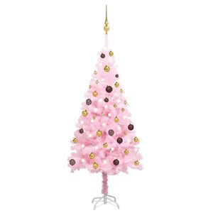 Eleganten-Stil Künstlicher Weihnachtsbaum mit Beleuchtung & Kugeln Rosa 150cm DE78948