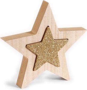 Holzstern 2in1 Aufsteller 15cm / 20cm - natur / gold Holzstern 2in1 Aufsteller 15cm / 20cm - natur / gold