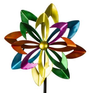 Windspiel Metall Blume Bunt Gartenstecker 180 cm Windrad