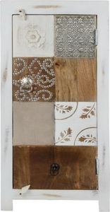 Casa Padrino Landhausstil Shabby Chic Kommode Antik Weiß / Mehrfarbig 40 x 32 x H. 90 cm - Kleiner Landhausstil Schrank mit Tür