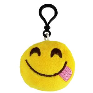 Emoji Schlüsselanhänger LECKER Smiley aus Plüsch hochwertiger Emoticon Anhänger mit Schlaufe und Karabiner-Haken
