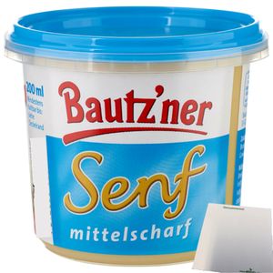 Bautzner Senf mittelscharf Rezeptur seit 1955 1er Pack (1x200ml Dose) + usy Block