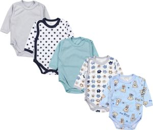 TupTam Baby Langarm Wickelbody Mädchen Body Jungen im 5er Set, Farbe: Farbenmix 3, Größe: 74