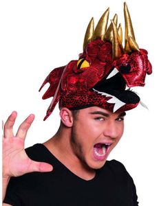 Drachen Hut chinesischer Drachen für Erwachsene rot-gold-schwarz