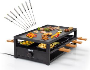 Raclette Tischgrill für 8 Personen Ablage für Pfännchen, 44x25cm, 1300W & Gabeln