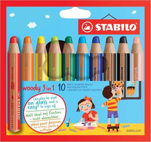 STABILO Multitalentstift woody 3 in 1 10er Karton Etui  inkl. Spitzer