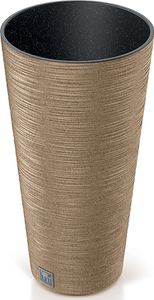 Blumentopf - Blumenübertopf wetterfest mit 33% echtem Holzanteil für den Außenbereich inkl. Innentopf  H 48 cm - Ø 25 cm  Pflanzgefäß – Pflanzsäule -