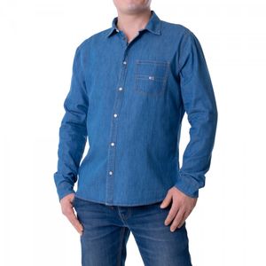 Tommy Jeans Herrenhemd TJM Baumwolle Denim Shirt Mid Indigo Hemd In Blau DM0DM08399-447 Größe L