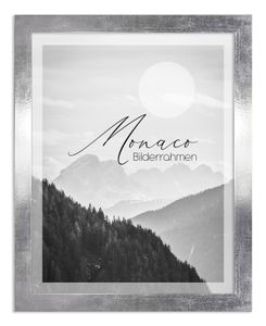 Bilderrahmen Monaco - 42x59,4 cm (DIN A2), Silberglanz Vintage Dekor, 1 mm Kunstglas klar