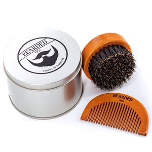 BEARDED BEN Bartbürste mit Wildschweinborsten – Bartpflege Set für Männer inkl. Bart Bürste aus Holz und Bartkamm – Beard Brush Kit für die tägliche Pflege