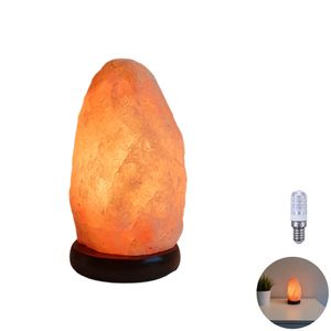 Salzkristall-Lampe Salzstein Salzlampe Kristal Lampe inkl. LED Leuchtmittel Höhe ca. 19cm ca. 2-3KG Holzsockel Saunabeleuchtung Saunaleuchte