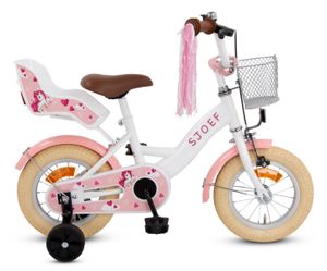 SJOEF Dolly Kinderfahrrad 12 Zoll | Kinder Fahrrad für Mädchen / Jugend | Ab 2-7 Jahren | 12 - 18 Zoll | inklusive Stützräder (Weiß)