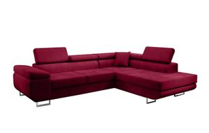 Ecksofa im modernes Stil, mit Schlaffunktion Bettkasten, breite Armlehnen, mit Chrombeine (Stoff: monolith 59 - burgundy, Seite: rechts) Ecksofa im modernes Stil, mit Schlaffunktion Bettkasten, breite Armlehnen, mit Chrombeine (Stoff: monolith 59 - burgundy, Seite: rechts)