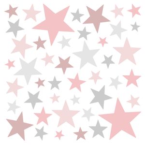 Little Deco Wandaufkleber 60 Sterne Kinderzimmer Mädchen Stars I rosa grau I Wandtattoo Schlafzimmer Wandsticker Set bunt selbstklebend DL404