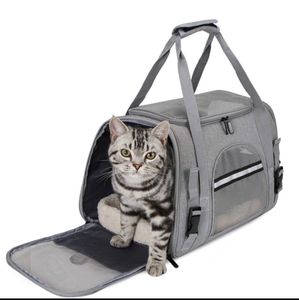 Hunde Transporttasche Reisetasche Hund, Katze, Haustiere - 12 kg, Reise-Tragetasche, Handgepäck Größe, atmungsaktiv, komfortabel, handlich, (grau)