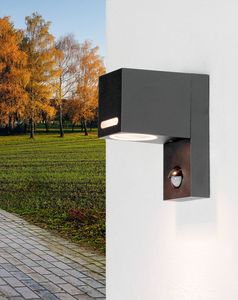 Moderne Außenleuchte mit Bewegungsmelder Anthrazit Sensor IP44 GU10 Wandlampe Haus Terrasse