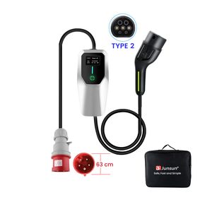 6/8/10/13/16/20/24/32A Type 2 EU EV Ladekabel Schuko Für Elektroautos EV Charger 3 Phase 22KW Einstellbarer Strom Tragbares Ladegerät 5M