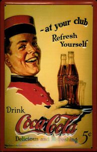 Blechschild Coca Cola at your Club Schild Werbeschild Nostalgieschild